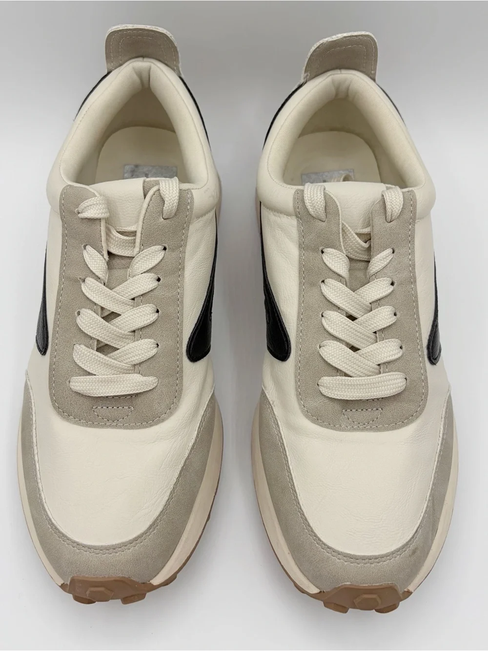 Dolce Vita Braiden Sneakers Size 8.5 Cream Gray Navy Blue Comfort Lace Up Shoes